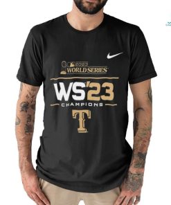 Nike Texas Rangers 2023 World Series Champions Lockup WS’23 golden logo shirt