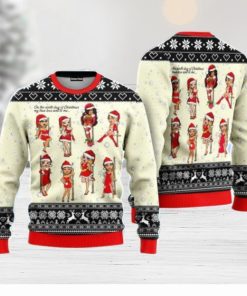 Nine Sweet Santa Ladies Dancing Christmas Unisex Ugly Sweater