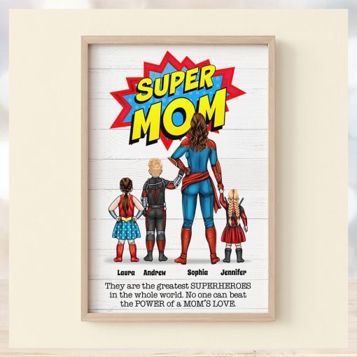 No One Can Beat Super Mom’s Love, Personalized Canvas Poster