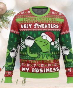 None Of My Business Kermit The Frog Ugly Christmas Sweater