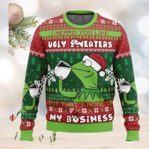 None Of My Business Kermit The Frog Ugly Christmas Sweater