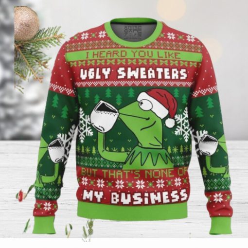 None Of My Business Kermit The Frog Ugly Christmas Sweater