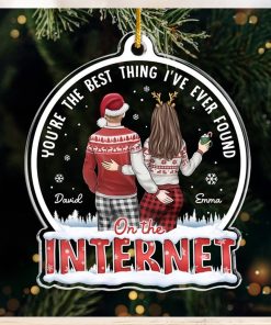 Of All The Weird Things Couple Personalized Custom Ornament Acrylic Snow Globe Shaped Christmas Gift For Husband Wife, Anniversary