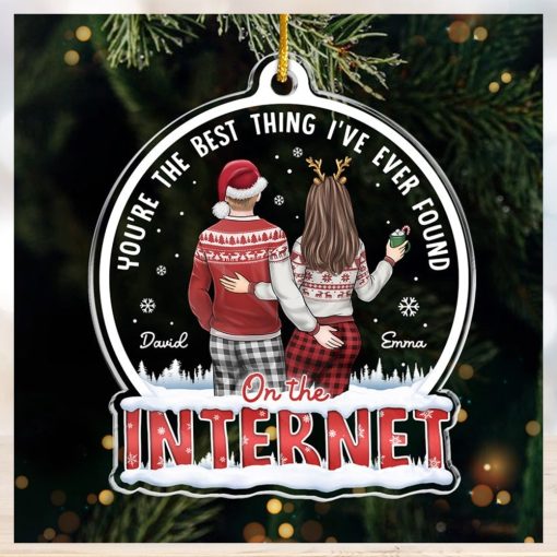 Of All The Weird Things   Couple Personalized Custom Ornament   Acrylic Snow Globe Shaped   Christmas Gift For Husband Wife, Anniversary