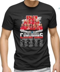 Official 2023 Big Ten Conference Champions Nebraska Women’s Volleyball Signatures Shirt