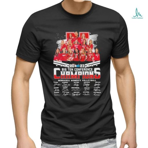 Official 2023 Big Ten Conference Champions Nebraska Women’s Volleyball Signatures Shirt