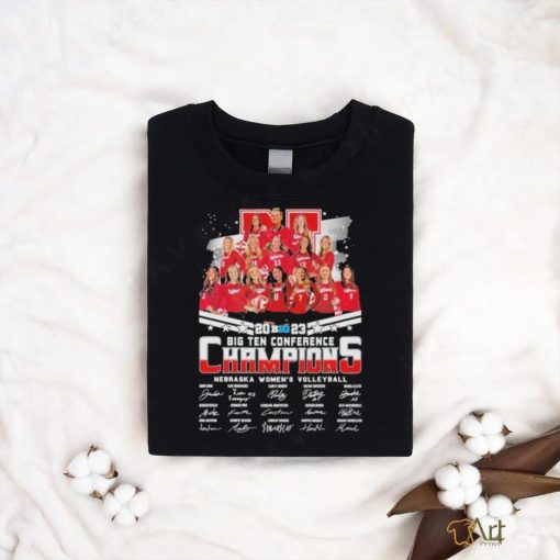 Official 2023 Big Ten Conference Champions Nebraska Women’s Volleyball Signatures Shirt