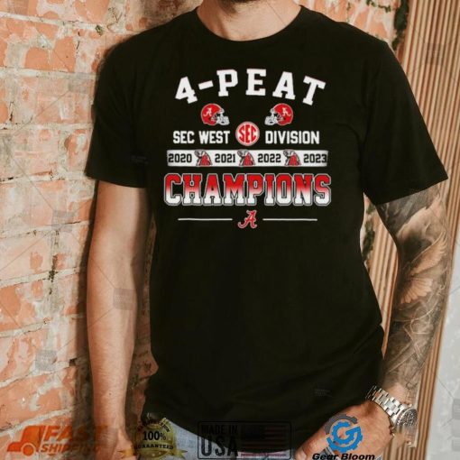 Official 4 Peat SEC West Division Champions Alabama Crimson Tide Shirt