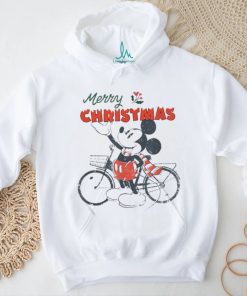 Official A Disney Mickey Mouse Merry Christmas Bicycle Retro Distressed T Shirt
