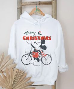 Official A Disney Mickey Mouse Merry Christmas Bicycle Retro Distressed T Shirt