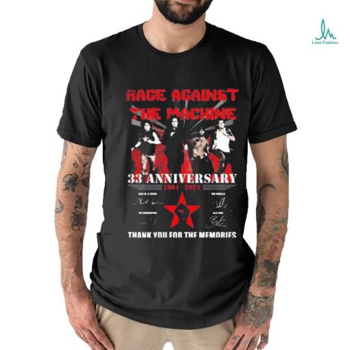 Official Age Against The Machine 33rd Anniversaru 1991 – 2024 Thank You For The Memories T Shirt