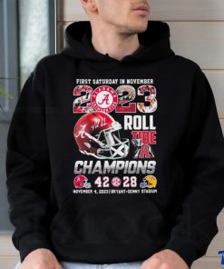 Official Alabama Crimson Tide First Saturday In November 2023 Roll Tide Champions Score Shirt, hoodie, sweater, long sleeve and tank top Official Alabama Crimson Tide First Saturday In November 2023 Roll Tide Champions Score Shirt