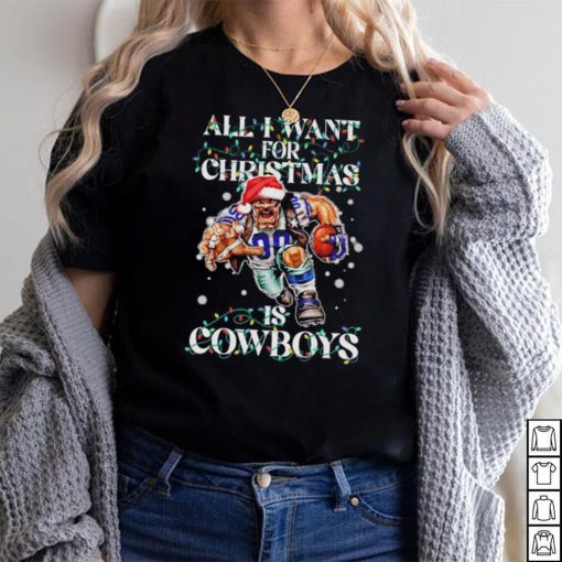 Official Dallas Cowboys all I want for christmas is santa mascot shirt