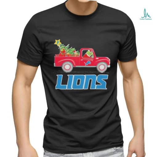 Official Detroit Lions Santa Grinch Driving Truck Christmas Shirt