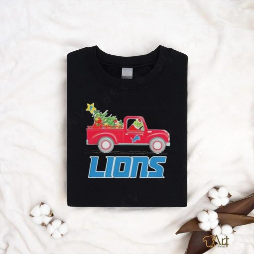 Official Detroit Lions Santa Grinch Driving Truck Christmas Shirt