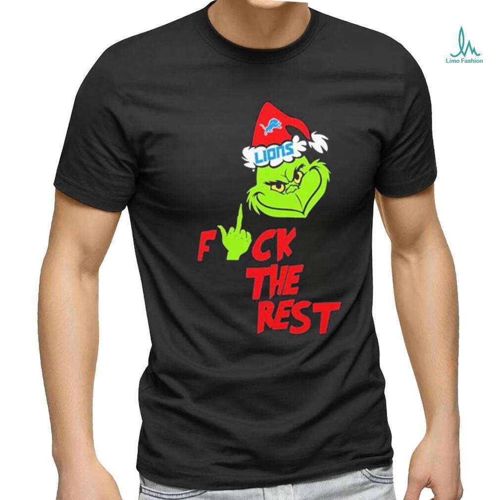 Official Detroit Lions Santa Grinch F The Rest T shirt Official Detroit Lions Santa Grinch F The Rest T shirt