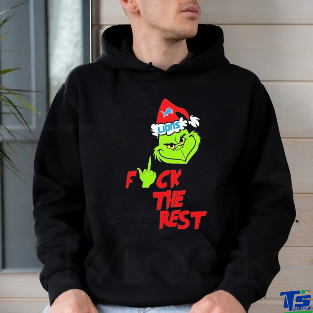 Official Detroit Lions Santa Grinch F The Rest T shirt Official Detroit Lions Santa Grinch F The Rest T shirt