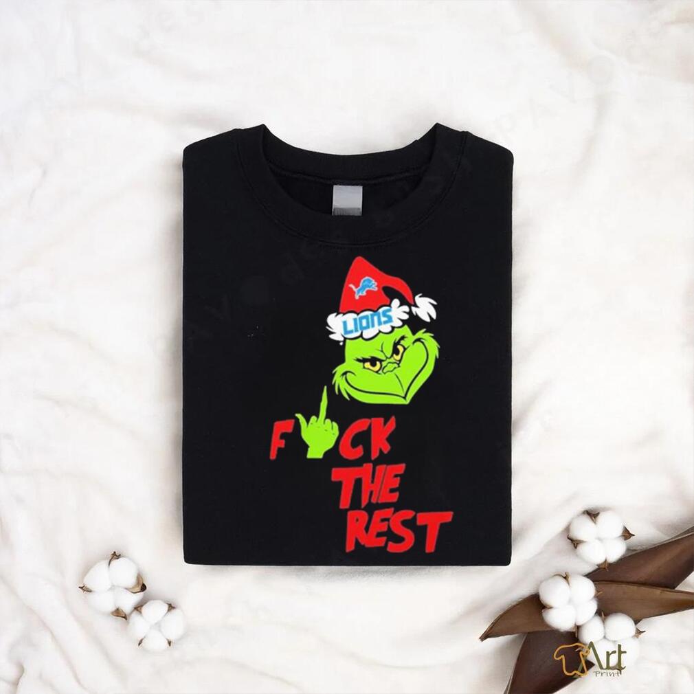 Official Detroit Lions Santa Grinch F The Rest T shirt Official Detroit Lions Santa Grinch F The Rest T shirt