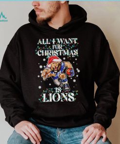 Official Detroit Lions all I want for christmas is santa mascot shirt