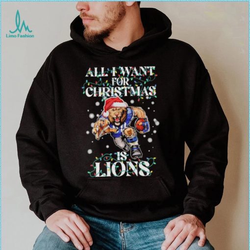 Official Detroit Lions all I want for christmas is santa mascot shirt
