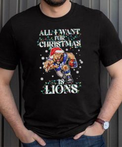 Official Detroit Lions all I want for christmas is santa mascot shirt