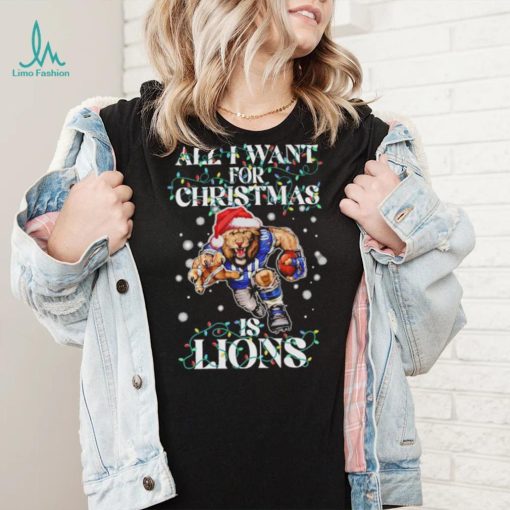 Official Detroit Lions all I want for christmas is santa mascot shirt