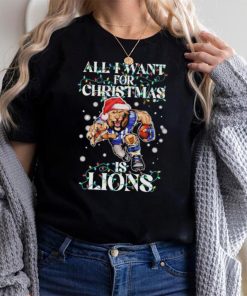 Official Detroit Lions all I want for christmas is santa mascot shirt