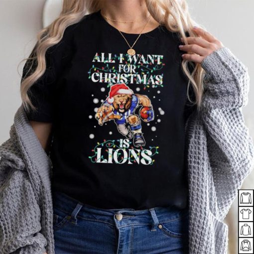 Official Detroit Lions all I want for christmas is santa mascot shirt