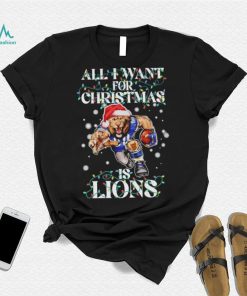 Official Detroit Lions all I want for christmas is santa mascot shirt