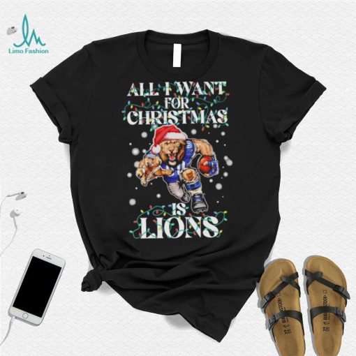 Official Detroit Lions all I want for christmas is santa mascot shirt