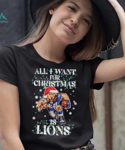 Official Detroit Lions all I want for christmas is santa mascot shirt