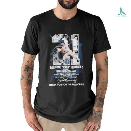 Official Guillermo Willie Hernandez 1954 2023 Detroit Tigers 1984 1989 Thank You For The Memories T Shirt