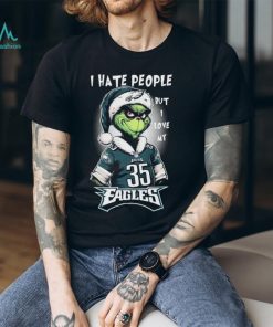 Official I Hate People But I Love My Philadelphia Eagles Santa Grinch Christmas Shirt