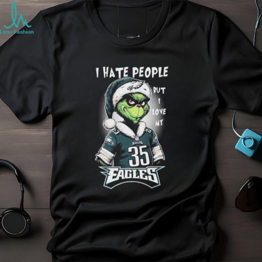 Official I Hate People But I Love My Philadelphia Eagles Santa Grinch Christmas Shirt