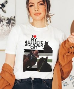Official I Love My Autistic Agender Cat T Shirt