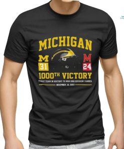 Official Michigan Wolverines 1000th Victory First Team In History To Win 1000 Division 1 Games November 18 2023 T Shirt