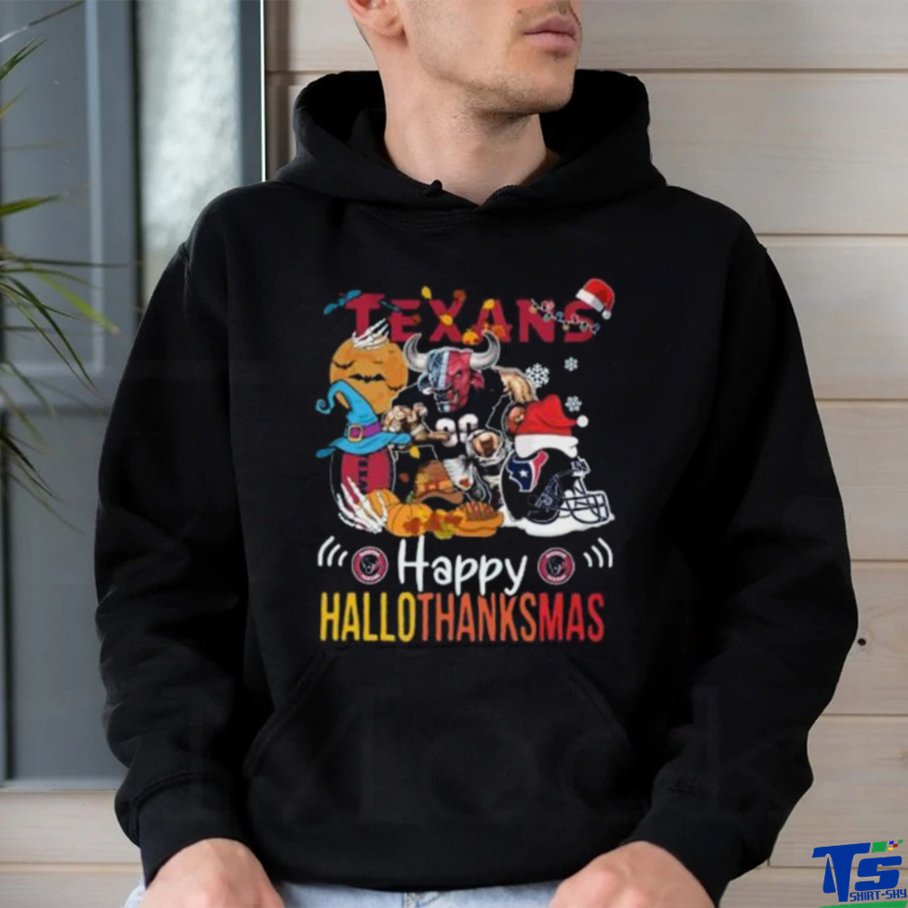 Official NCAA Houston Texans Mascot Happy Hallothanksmas t shirt Official NCAA Houston Texans Mascot Happy Hallothanksmas t shirt