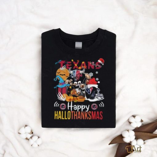 Official NCAA Houston Texans Mascot Happy Hallothanksmas t shirt