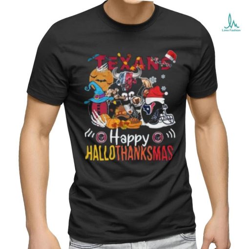 Official NCAA Houston Texans Mascot Happy Hallothanksmas t shirt