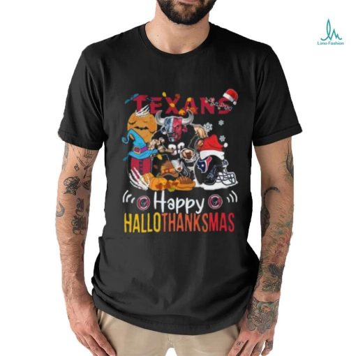 Official NCAA Houston Texans Mascot Happy Hallothanksmas t shirt