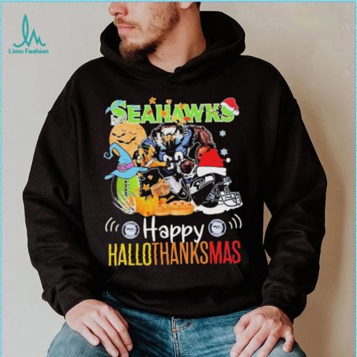 Official NFL Seattle Seahawks Happy Hallothanksmas Shirt