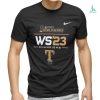 Nike Texas Rangers 2023 World Series Champions Lockup WS’23 golden logo shirt