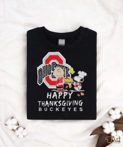 Official Ohio state buckeyes Charlie brown and Snoopy happy thanksgiving T shirt