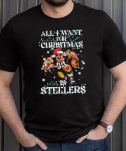 Official Pittsburgh Steelers all I want for christmas is santa mascot shirt