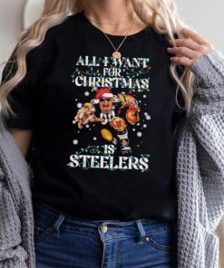 Official Pittsburgh Steelers all I want for christmas is santa mascot shirt