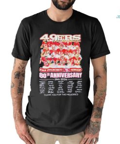 Official San Francisco 49ers 80th Anniversary 1944 2024 Thank You For The Memories T Shirt