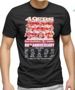 Official San Francisco 49ers 80th Anniversary 1944 2024 Thank You For The Memories T Shirt