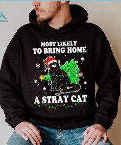 Official Santa Cat Most Likely To Bring Home A Stray Cat Matching Christmas Shirt