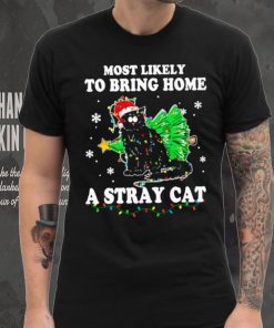 Official Santa Cat Most Likely To Bring Home A Stray Cat Matching Christmas Shirt