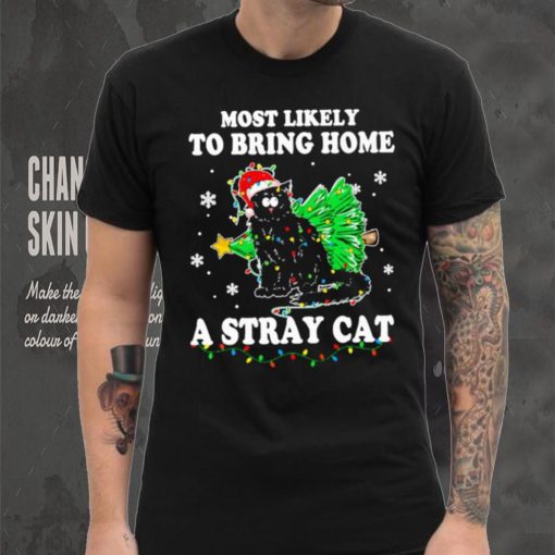 Official Santa Cat Most Likely To Bring Home A Stray Cat Matching Christmas Shirt